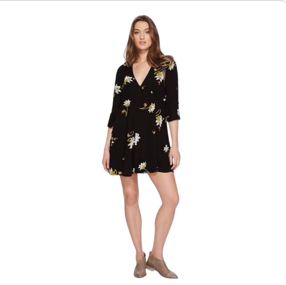 Free People Time‎ on My Side Floral Print Bell Sleeves Wrap Dress Small